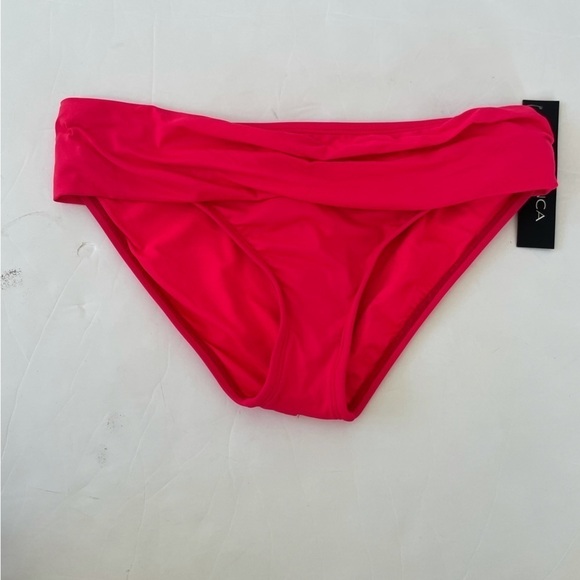 La Blanca Island Shirred Band Hipster bikini bottoms 10 NWT Watermelon pink - Picture 1 of 7